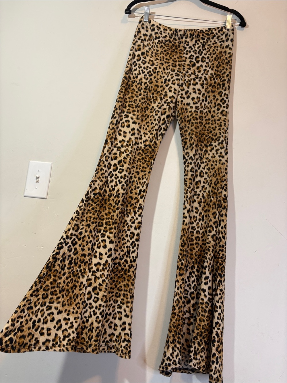 Stretchy Bell Bottom Flare Skin Tight Fit n Flare Leopard Print High Rise Pants